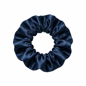 Soft blue satin hair scrunchie