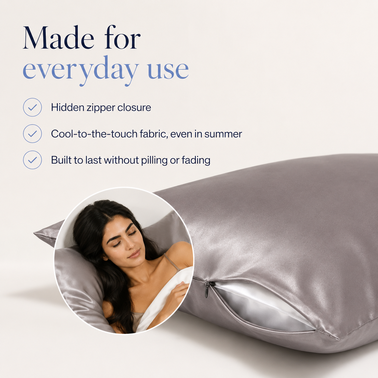 Luxury satin pillowcase with silky smooth finish