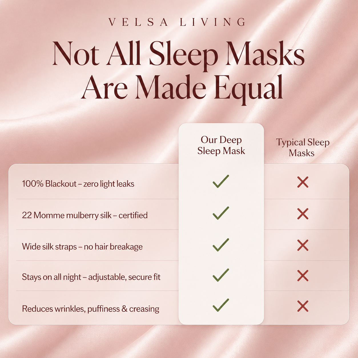 Silk pink sleep eye mask