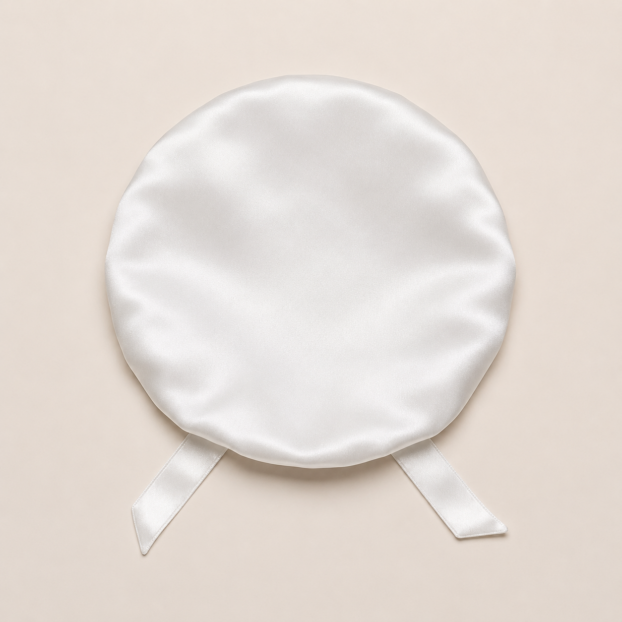 White silk sleep cap for hair protection