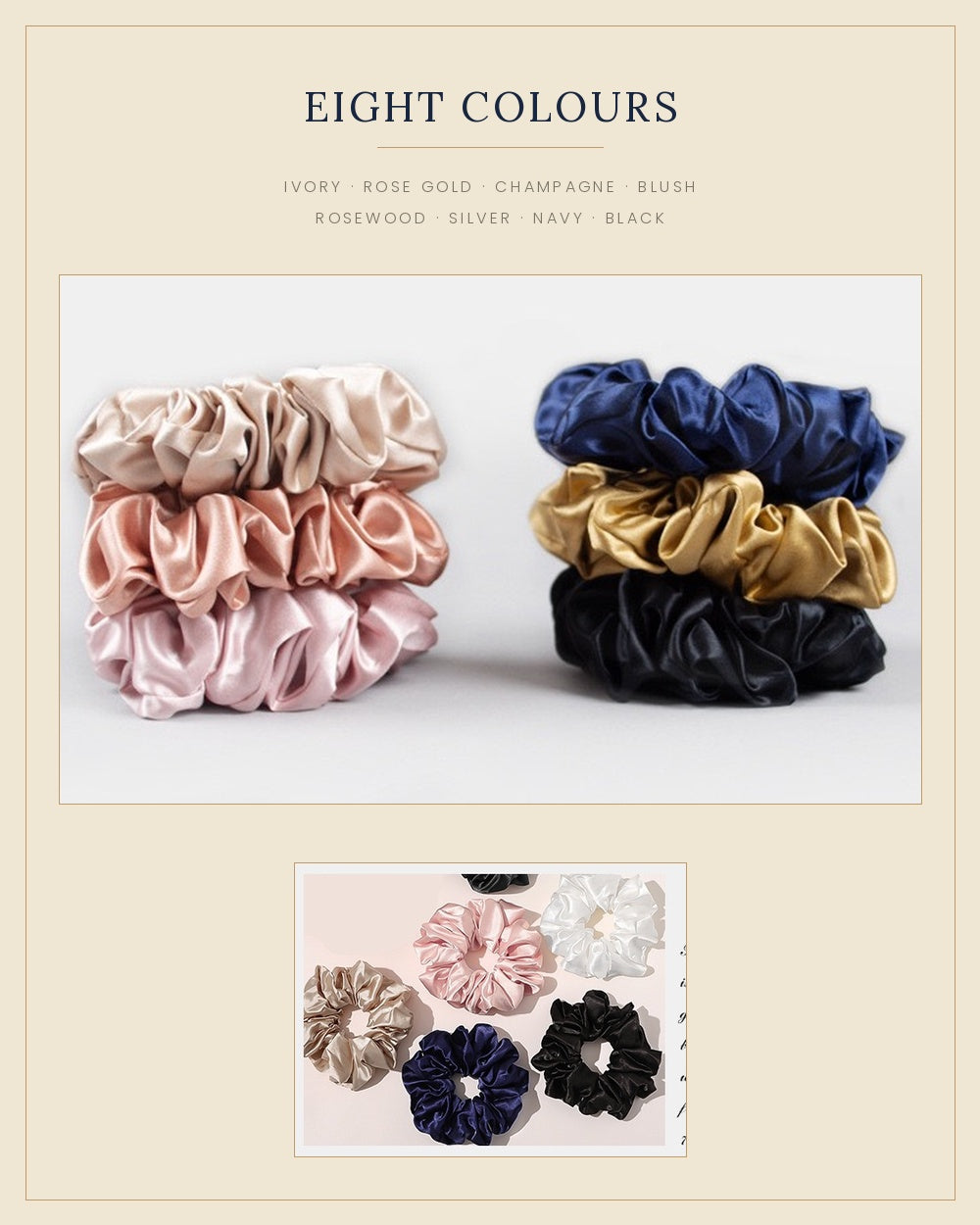 Soft black satin hair scrunchie