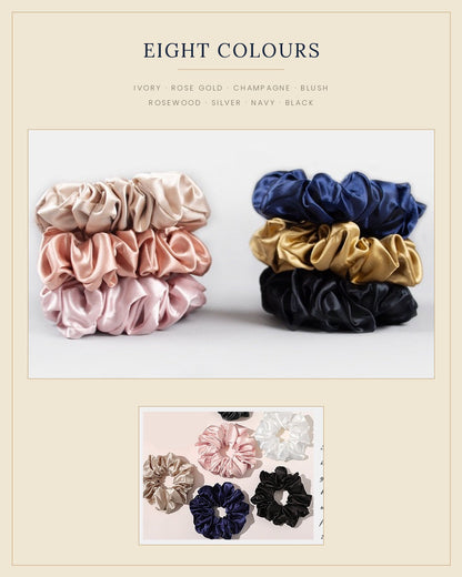 Soft blue satin hair scrunchie