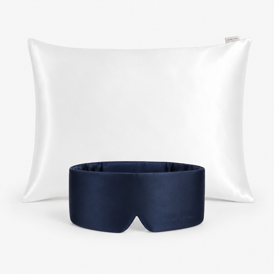 Luxury white and blue satin sleep set