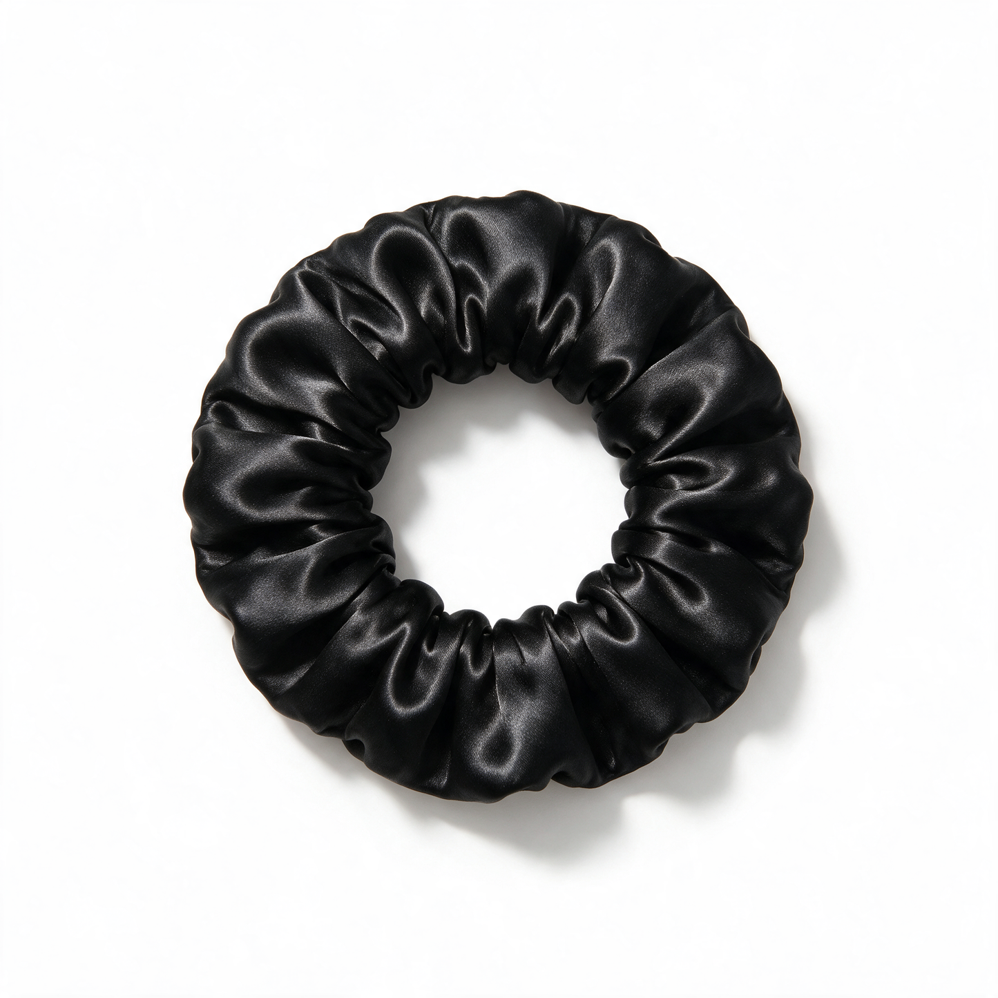 Soft black satin hair scrunchie