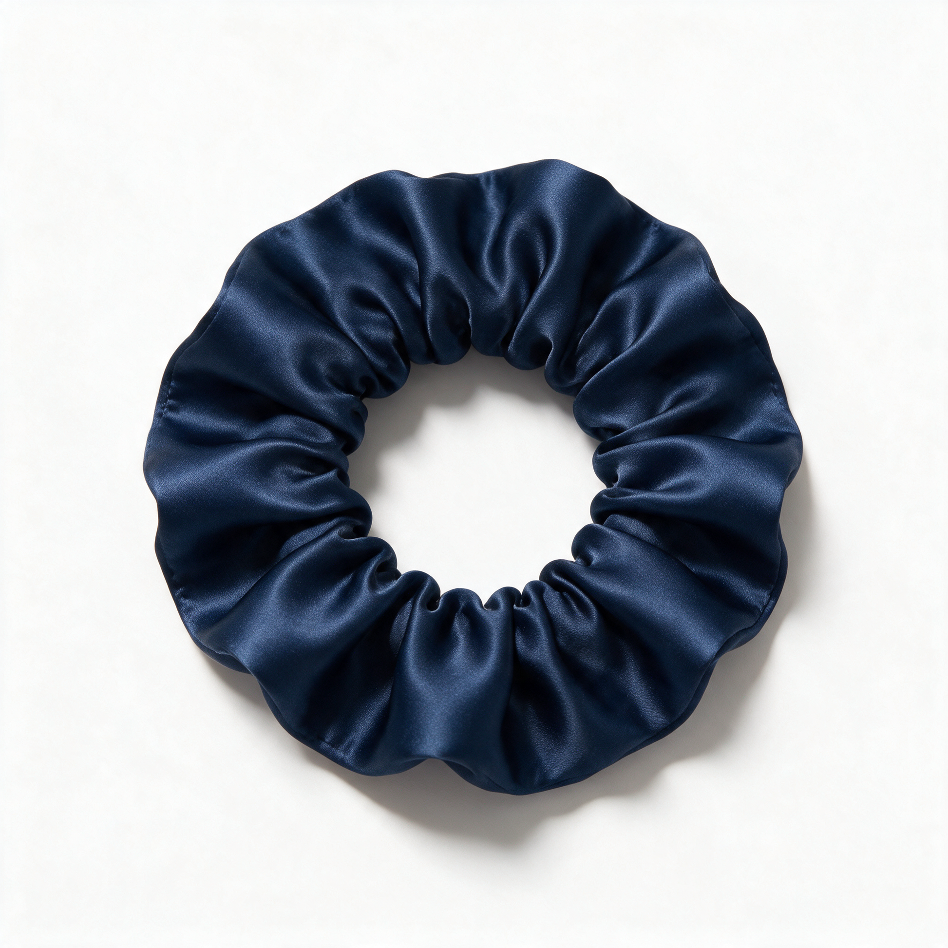 Soft blue satin hair scrunchie