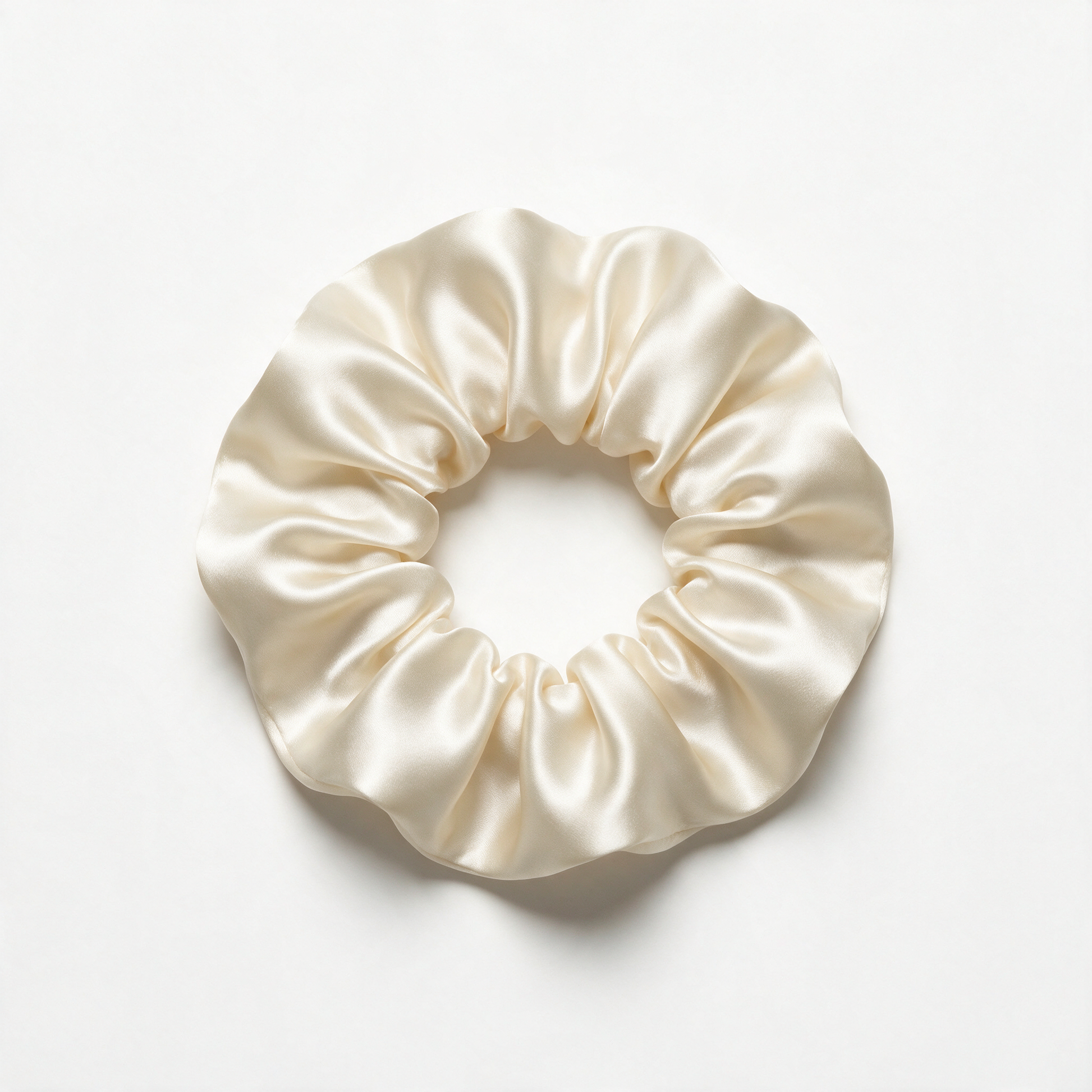 soft off white satin hair scrunchie