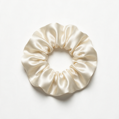 soft off white satin hair scrunchie