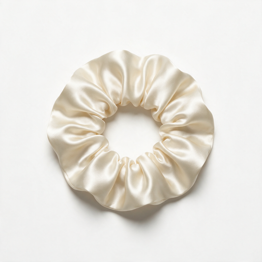 soft off white satin hair scrunchie