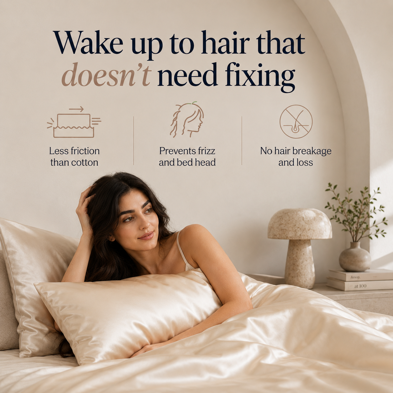 Luxury satin pillowcase with silky smooth finish