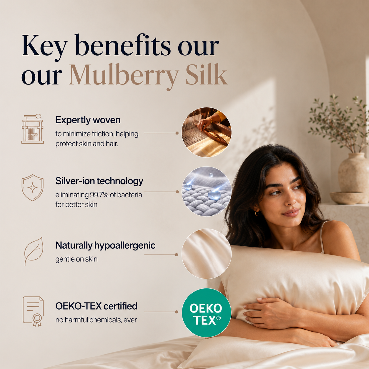 Luxury satin pillowcase with silky smooth finish