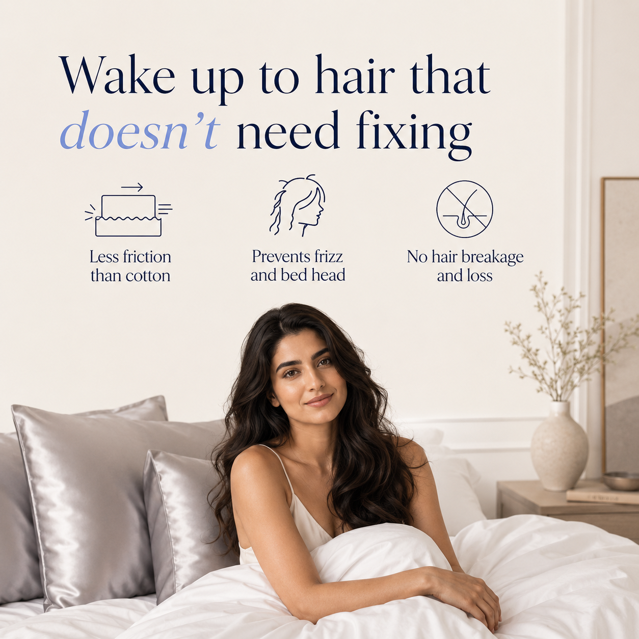 Luxury satin pillowcase with silky smooth finish