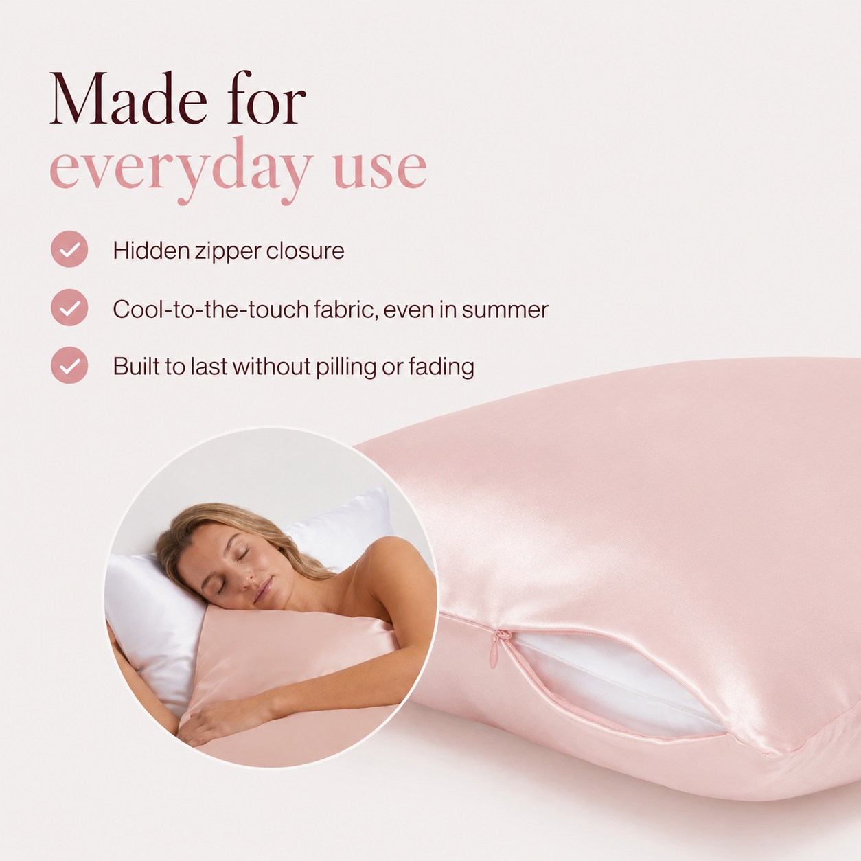Luxury satin pillowcase with silky smooth finish