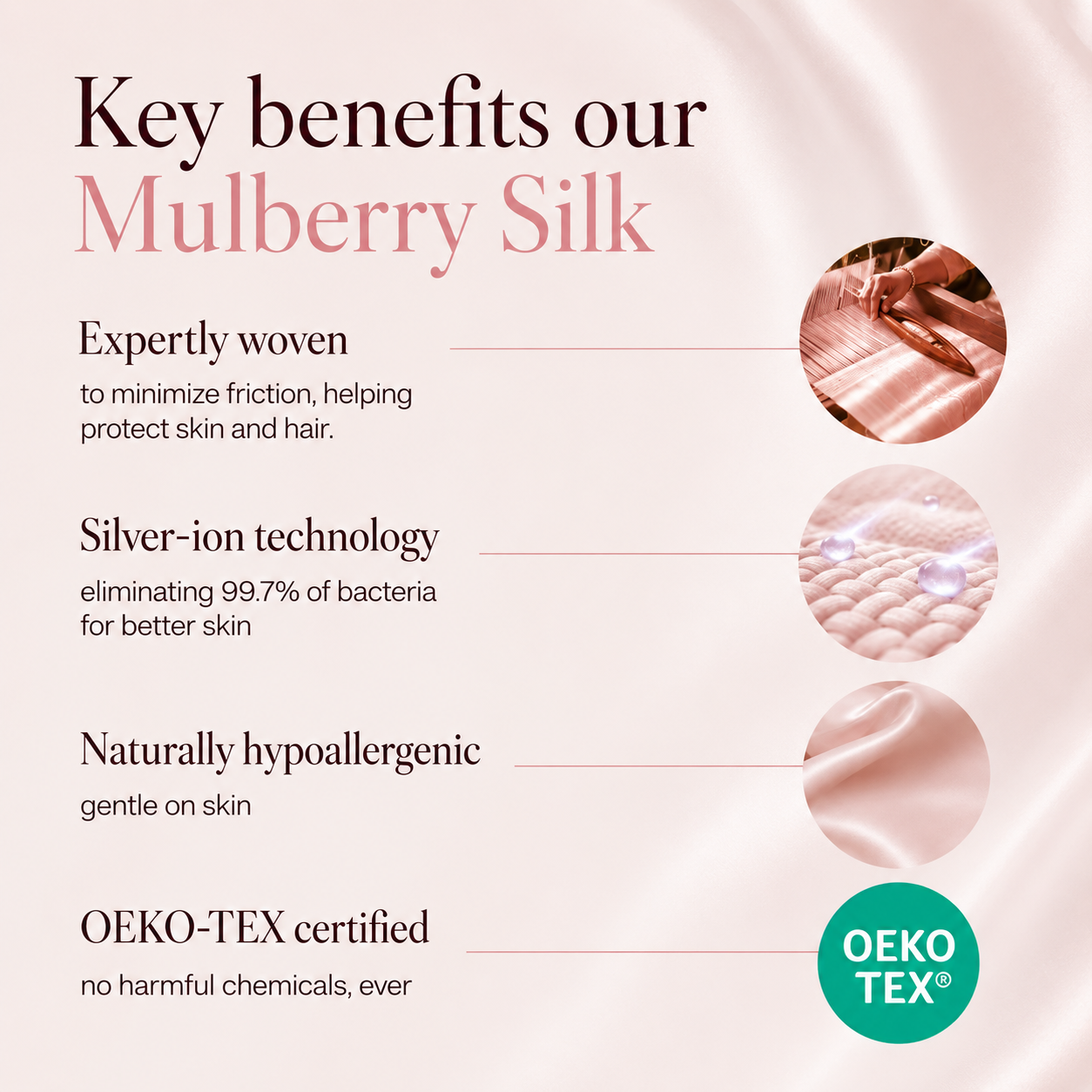 Luxury satin pillowcase with silky smooth finish