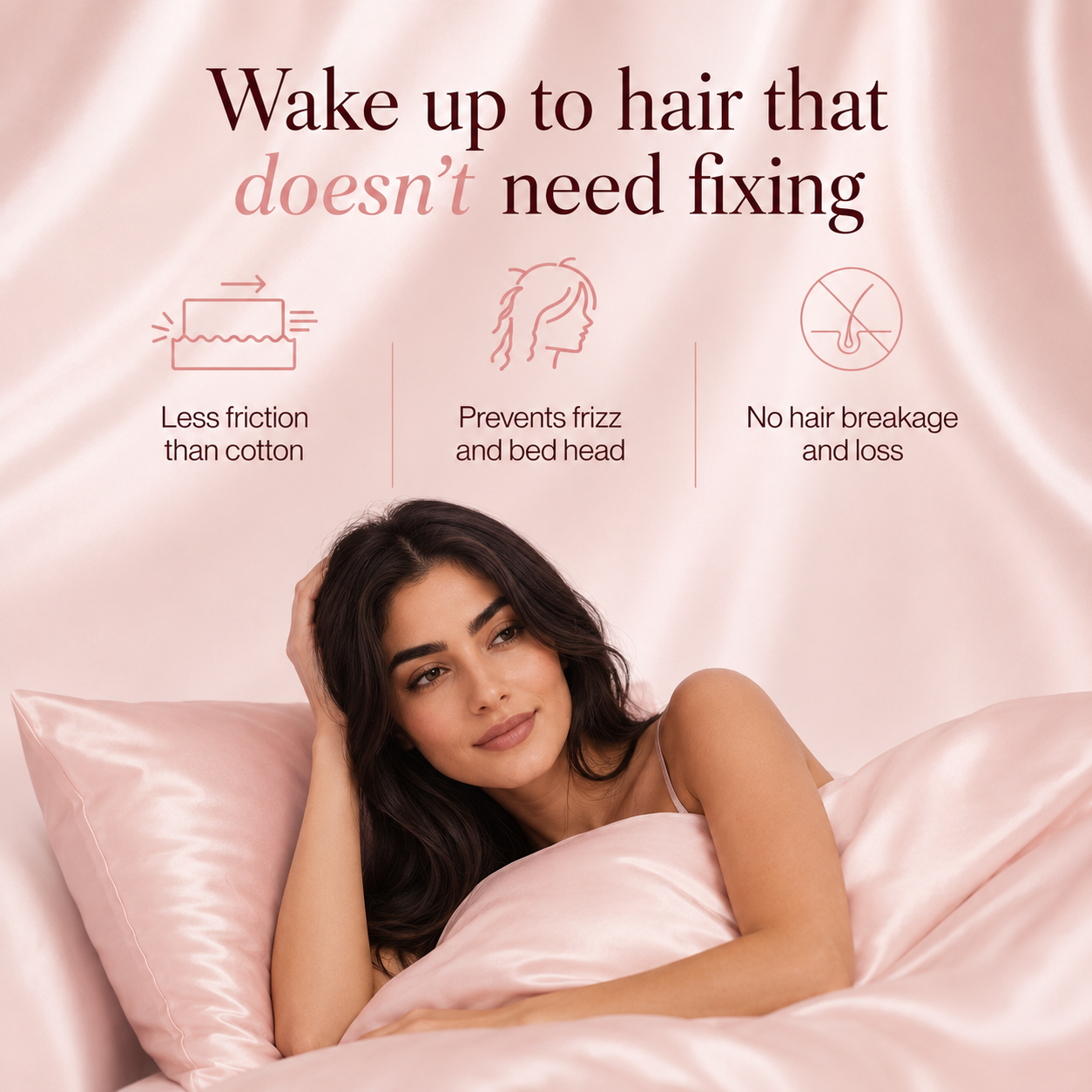 Luxury satin pillowcase with silky smooth finish