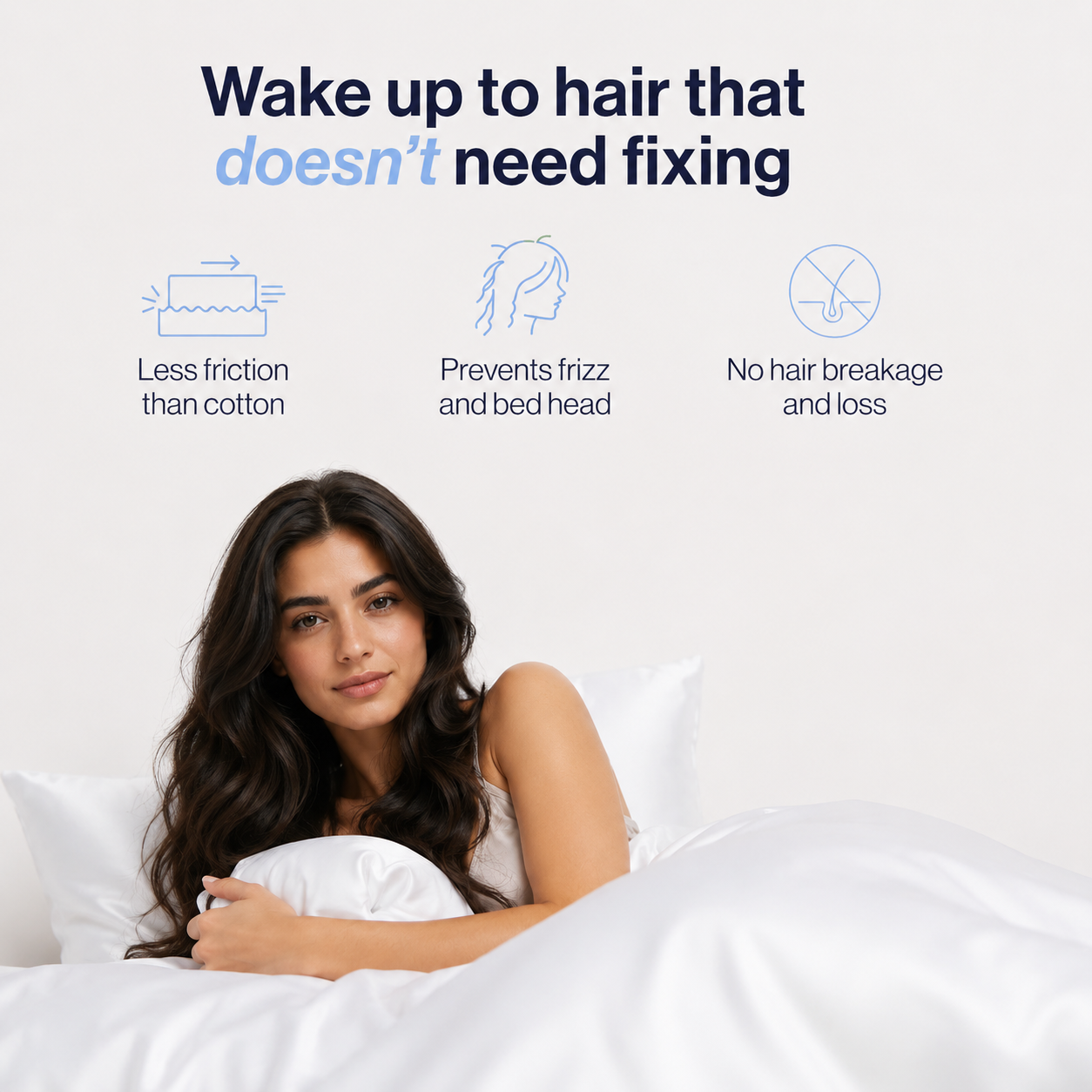 Luxury satin pillowcase with silky smooth finish