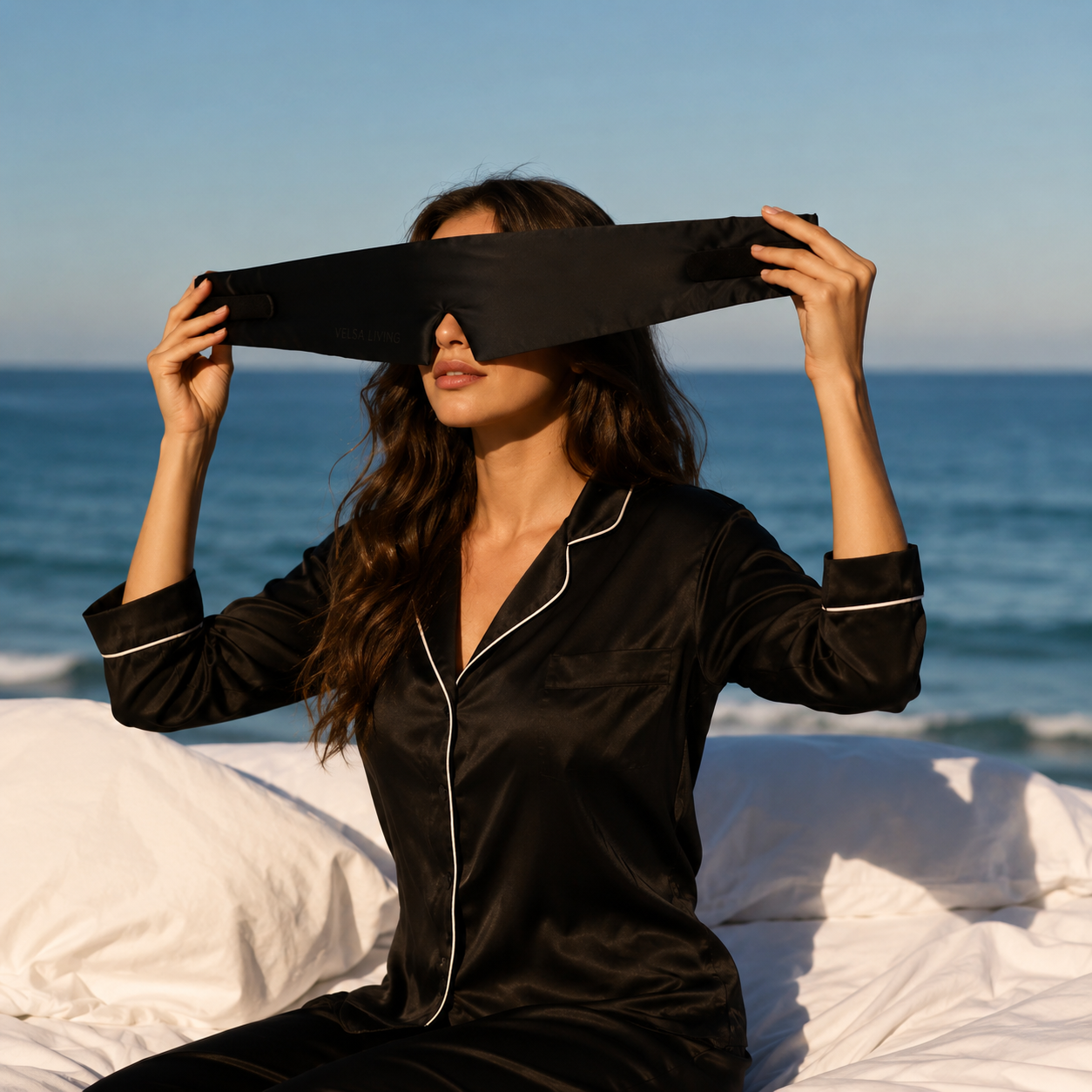 Silk blue sleep eye mask