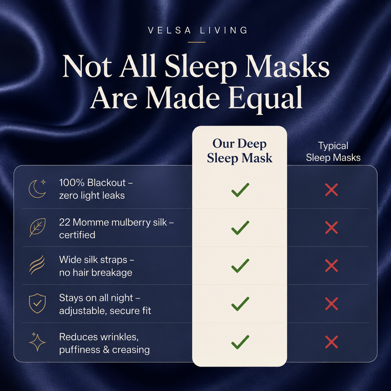 Silk blue sleep eye mask
