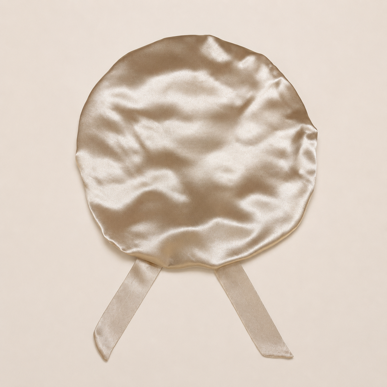 Beige silk sleep cap for hair protection