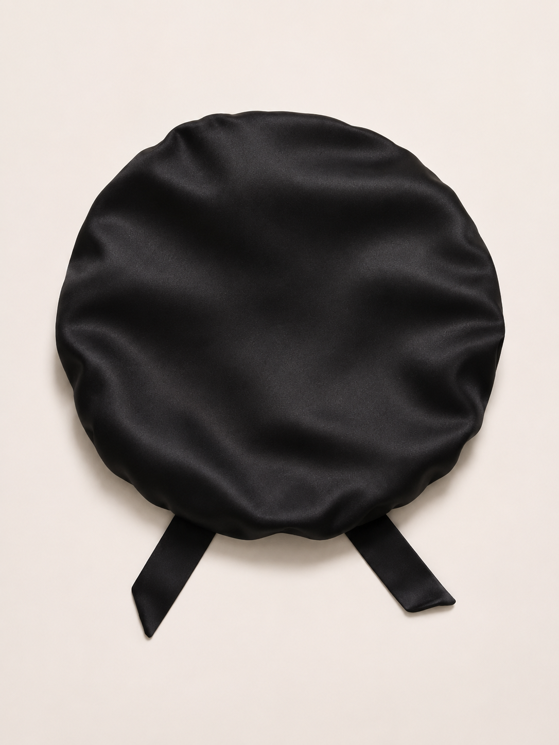 Black silk sleep cap for hair protection