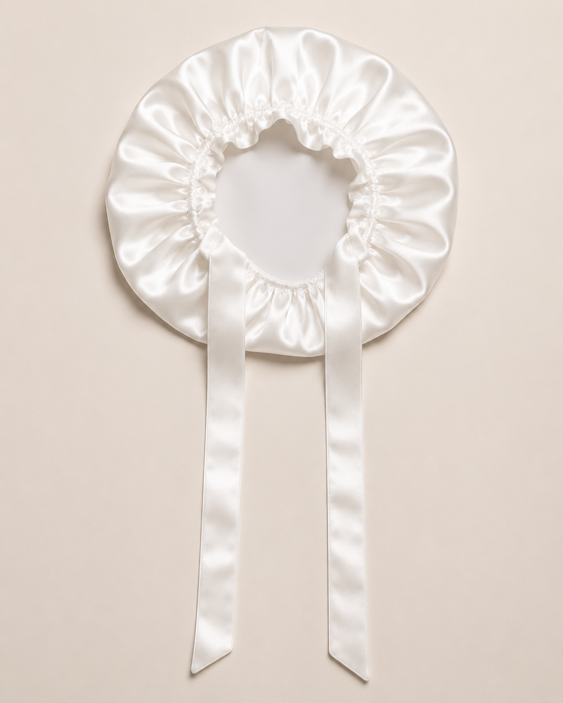 White silk sleep cap for hair protection