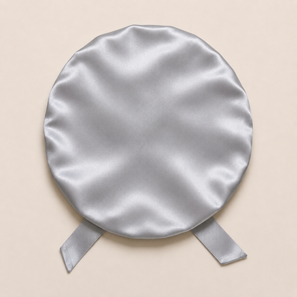 Silver silk sleep cap for hair protection