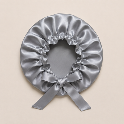 Silver silk sleep cap for hair protection