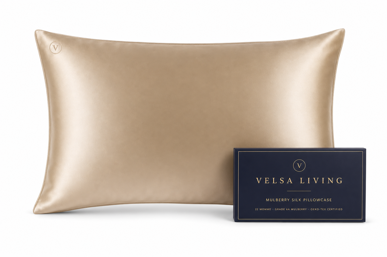 Velsa Living mulberry silk pillowcase and presentation box